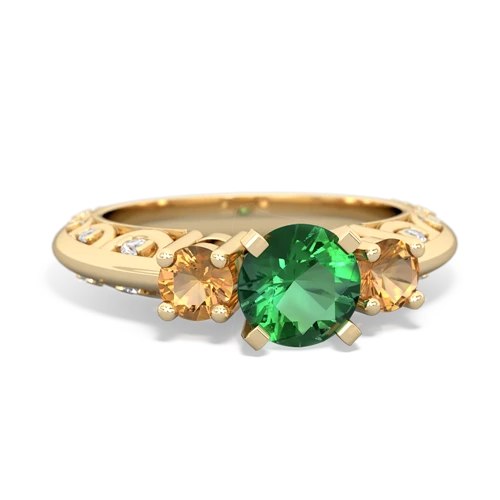 lab emerald-citrine engagement ring