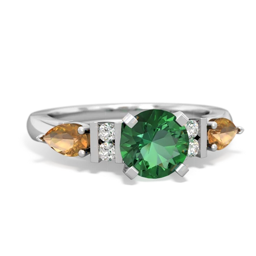 Lab Emerald Lab Created Emerald with Genuine Citrine and  Engagement ring Ring