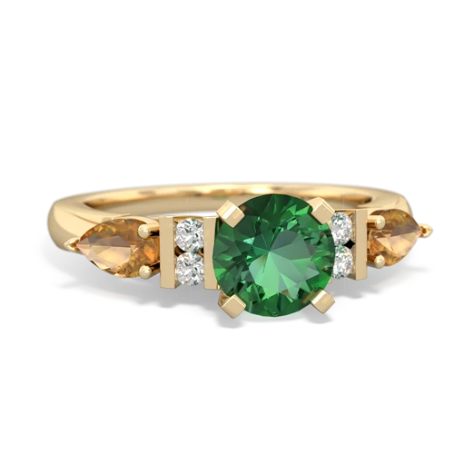 Lab Emerald Lab Created Emerald with Genuine Citrine and Genuine Tanzanite Engagement ring Ring