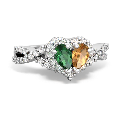 lab emerald-citrine engagement ring