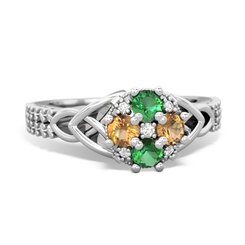 Lab Emerald Lab Created Emerald with Genuine Citrine Celtic Knot Engagement ring Ring