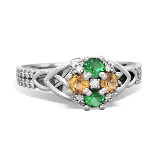 lab emerald-citrine engagement ring