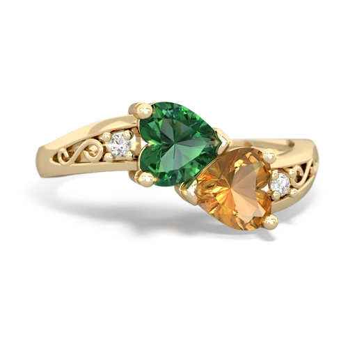 lab emerald-citrine filligree ring