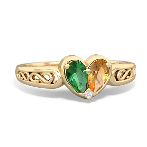 lab emerald-citrine filligree ring