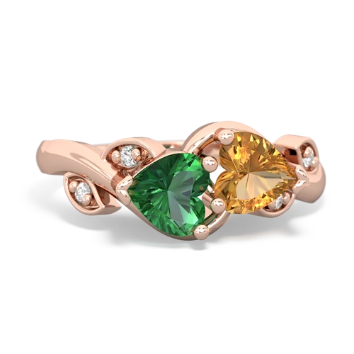 lab emerald-citrine floral keepsake ring