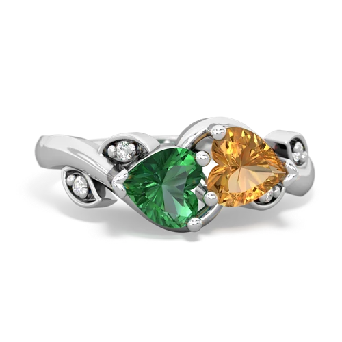 lab emerald-citrine floral keepsake ring