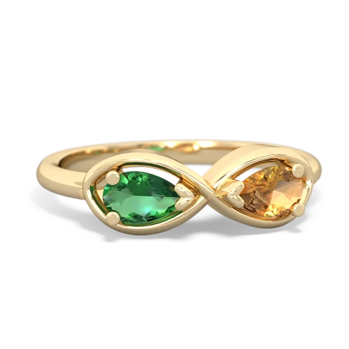 Lab Emerald Lab Created Emerald with Genuine Citrine Infinity ring Ring