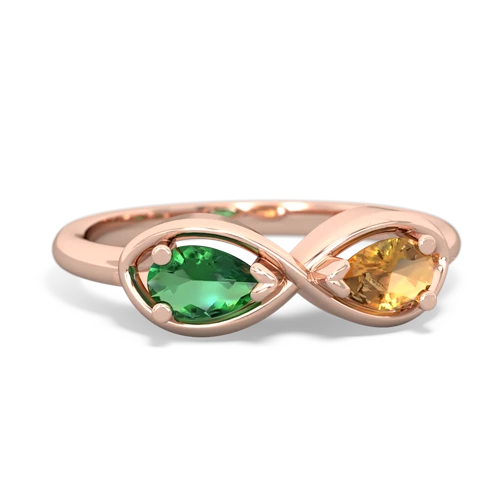 lab emerald-citrine infinity ring