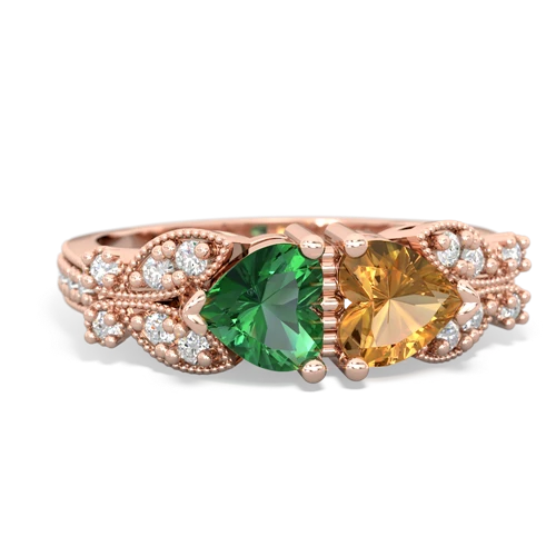 lab emerald-citrine keepsake butterfly ring