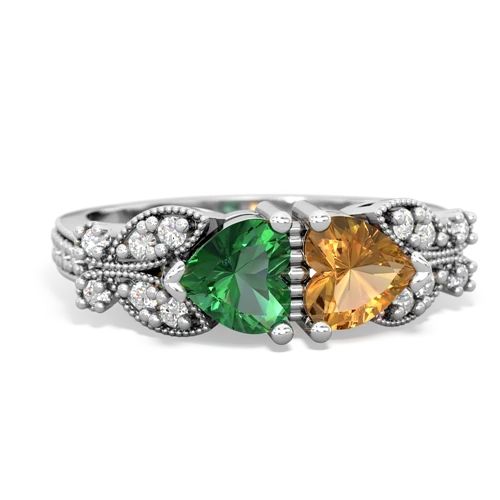lab emerald-citrine keepsake butterfly ring
