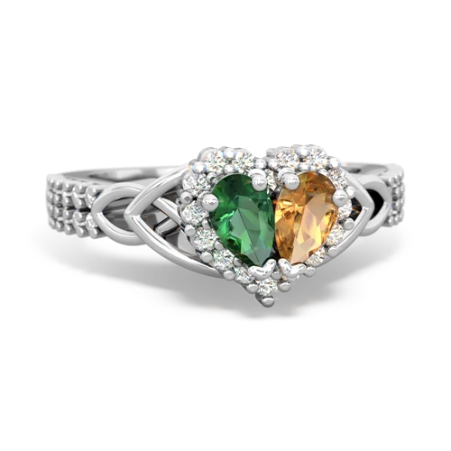Lab Emerald Lab Created Emerald with Genuine Citrine Celtic Knot Engagement ring Ring