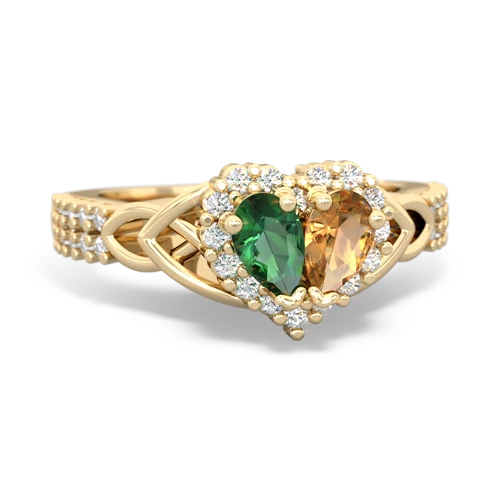 Lab Emerald Lab Created Emerald with Genuine Citrine Celtic Knot Engagement ring Ring