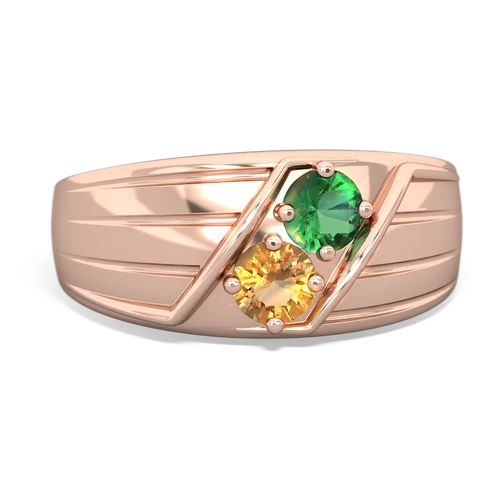 Lab Emerald Lab Created Emerald with Genuine Citrine Art Deco Men's ring Ring