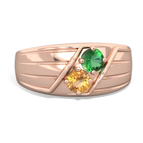 lab emerald-citrine mens ring