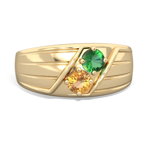 lab emerald-citrine mens ring