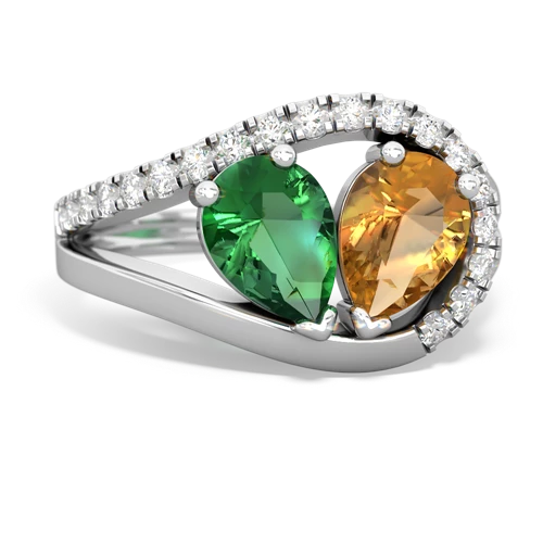Lab Emerald Lab Created Emerald with Genuine Citrine Nestled Heart Keepsake ring Ring