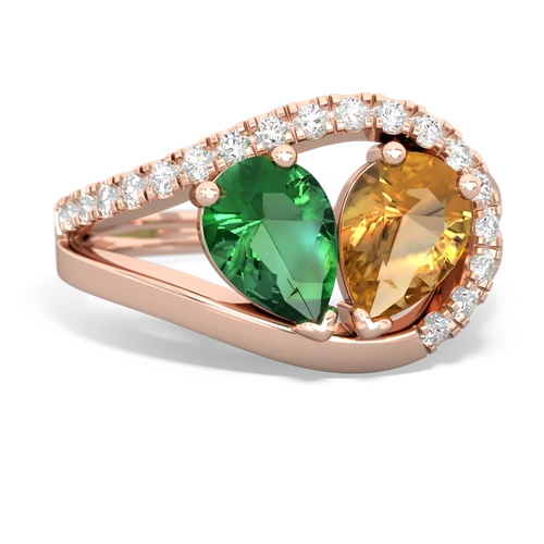 lab emerald-citrine pave heart ring