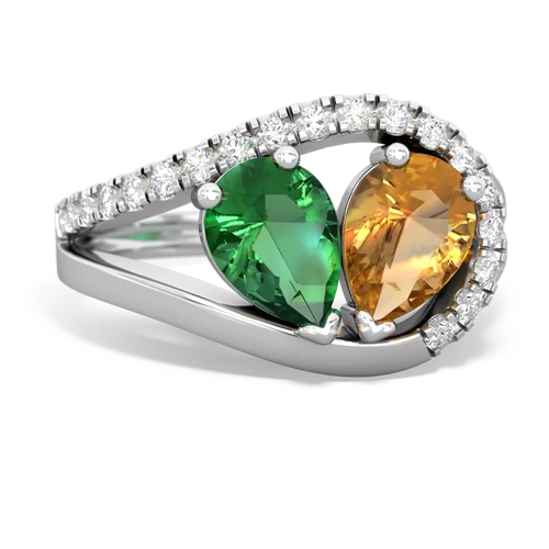 lab emerald-citrine pave heart ring