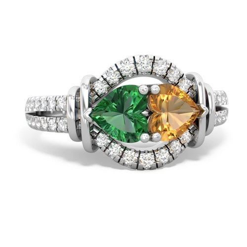 Lab Emerald Lab Created Emerald with Genuine Citrine Art-Deco Keepsake ring Ring