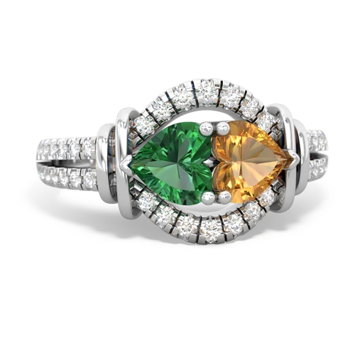 lab emerald-citrine pave keepsake ring