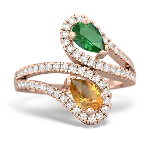 Lab Emerald Lab Created Emerald with Genuine Citrine Diamond Dazzler ring Ring