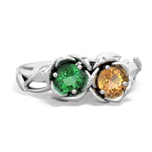 Lab Emerald Lab Created Emerald with Genuine Citrine Rose Garden ring Ring