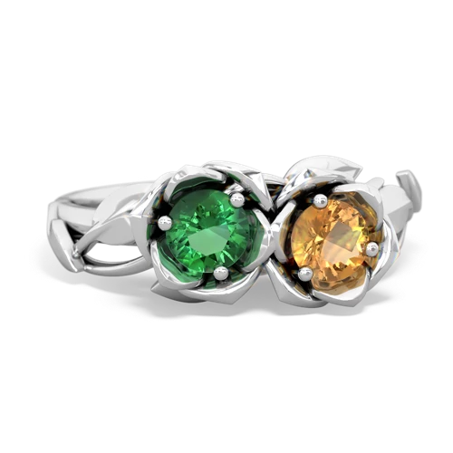 lab emerald-citrine roses ring