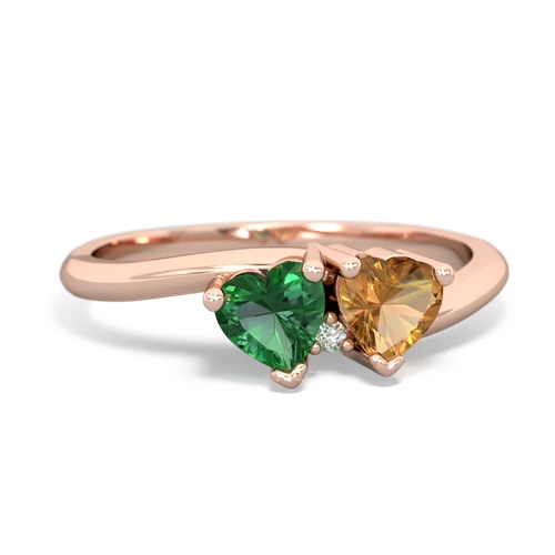 lab emerald-citrine sweethearts promise ring