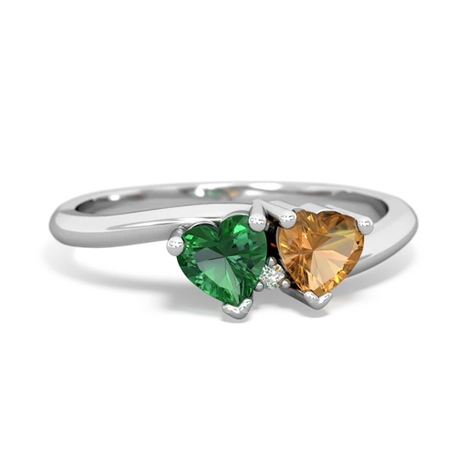 lab emerald-citrine sweethearts promise ring