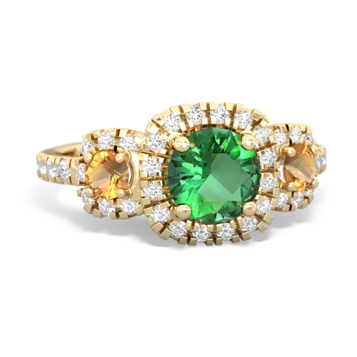 Lab Emerald Lab Created Emerald with Genuine Citrine and  Regal Halo ring Ring