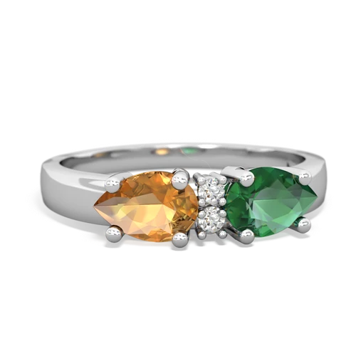 Lab Emerald Lab Created Emerald with Genuine Citrine Pear Bowtie ring Ring