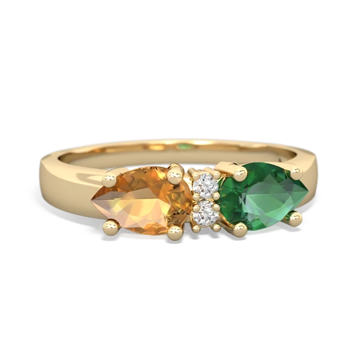Lab Emerald Lab Created Emerald with Genuine Citrine Pear Bowtie ring Ring