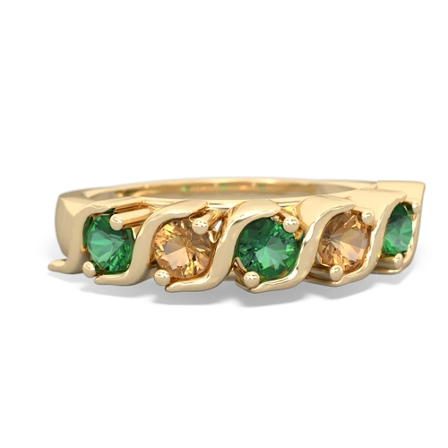 lab emerald-citrine timeless ring