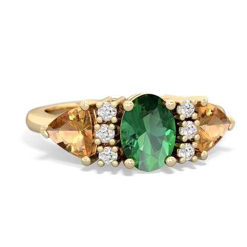 Lab Emerald Lab Created Emerald with Genuine Citrine and  Antique Style Three Stone ring Ring