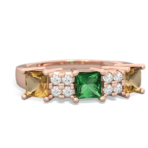 Lab Emerald Lab Created Emerald with Genuine Citrine and Genuine Tanzanite Three Stone ring Ring