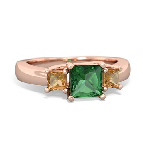 Lab Emerald Lab Created Emerald with Genuine Citrine and Lab Created Pink Sapphire Three Stone Trellis ring Ring