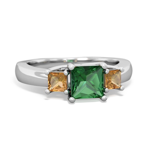 Lab Emerald Lab Created Emerald with Genuine Citrine and  Three Stone Trellis ring Ring