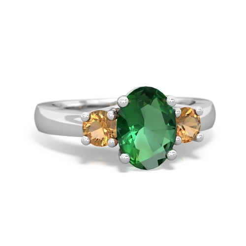 Lab Emerald Lab Created Emerald with Genuine Citrine Three Stone Trellis ring Ring