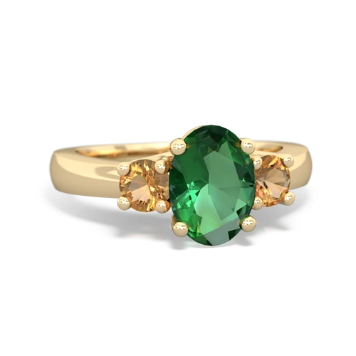 Lab Emerald Lab Created Emerald with Genuine Citrine Three Stone Trellis ring Ring