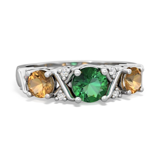 Lab Emerald Lab Created Emerald with Genuine Citrine and  Hugs and Kisses ring Ring