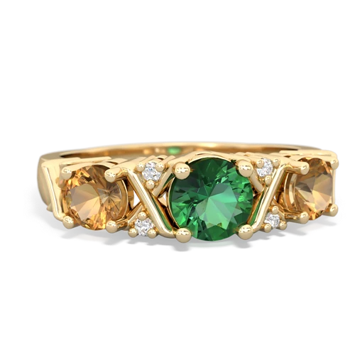 lab emerald-citrine timeless ring