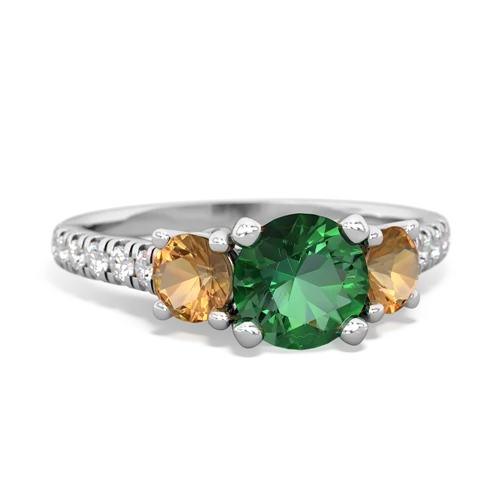 Lab Emerald Lab Created Emerald with Genuine Citrine and Genuine White Topaz Pave Trellis ring Ring