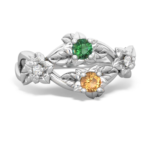 Lab Emerald Lab Created Emerald with Genuine Citrine Sparkling Bouquet ring Ring