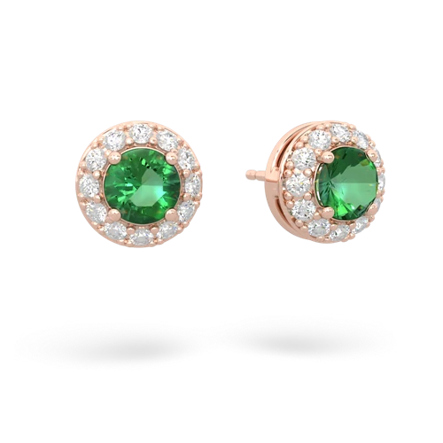 lab emerald classic halo earrings