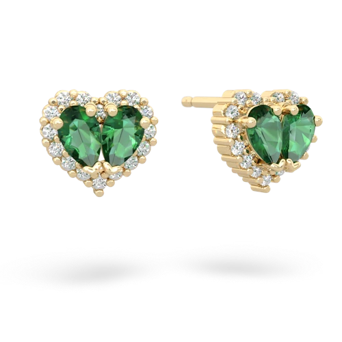 lab emerald halo-heart earrings