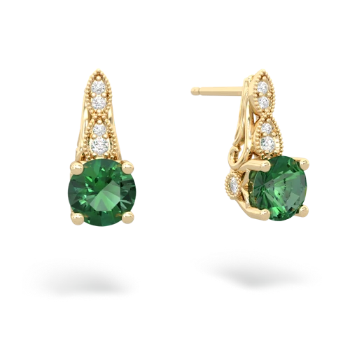 lab emerald halo drop earrings