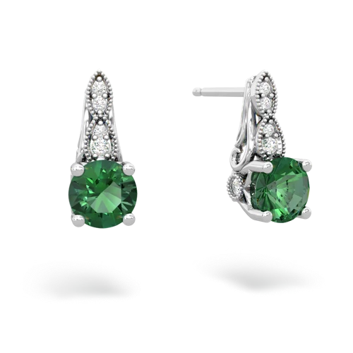 lab emerald halo drop earrings