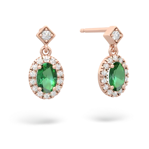 lab emerald halo drop earrings