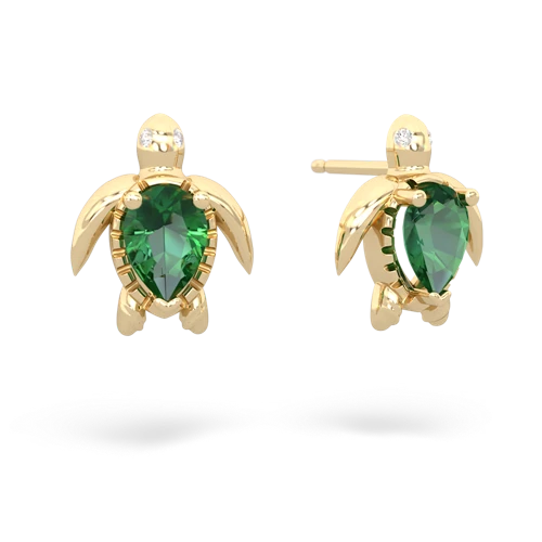 lab emerald sea turtle earrings