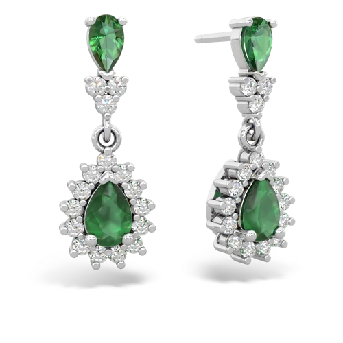 Lab Emerald Lab Created Emerald with Genuine Emerald Halo Pear Dangle earrings Earrings
